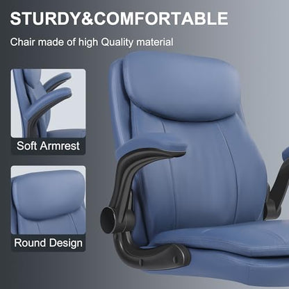 Misolant Leather Drafting Chair, Tall Office Chair for Standing Desk, High Executive Office Chair with Adjustable Height and Flip-up Armrest for Counter Height Desk