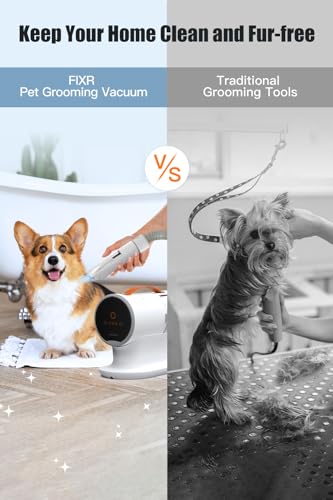 FIXR 12000Pa Powerful Pet Hair Vacuum for Shedding - 2L Dust Cup, Low Noise, 3 Suction Levels, 5 Grooming Tools