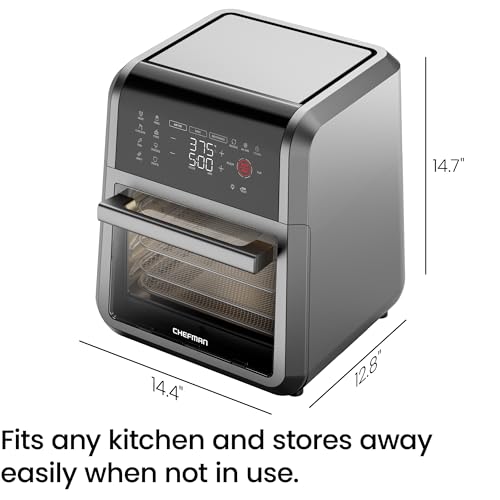 Chefman 12-Quart 6-in-1 Air Fryer Oven with Digital Timer, Touchscreen, and 12 Presets - Family Size Countertop Convection Oven, Dishwasher-Safe Parts