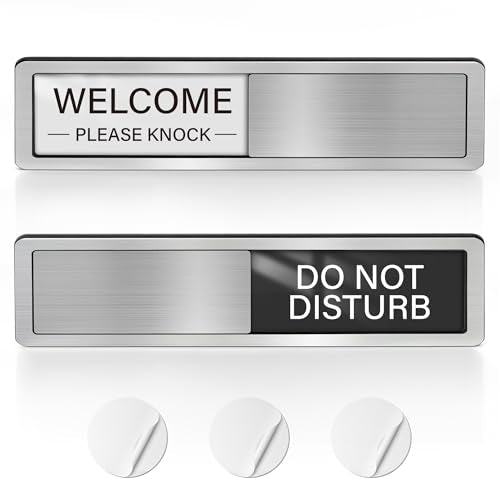 EliteSign Do Not Disturb Sign for Office, Magnetic Office Door Signs, Privacy Slider Indicator, Please Knock Sign for Door, Bedroom, In a Meeting, Work from Home, Conference Room, Therapy, 3 Adhesive Stickers, Black