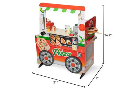Melissa & Doug Wooden Pizza Food Truck Activity Center with Play Food, for Boys and Girls 3+