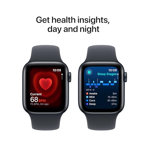 Apple Watch SE (2nd Gen) [GPS 40mm] Smartwatch with Midnight Aluminium Case with Midnight Sport Band S/M. Fitness and Sleep Trackers, Crash Detection, Heart Rate Monitor, Retina Display