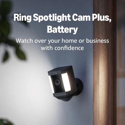 Ring Spotlight Cam Plus, Battery (newest model), Home or business security with HD video, Two-Way Talk, Color Night Vision, and Security Siren, 2-pack, Black