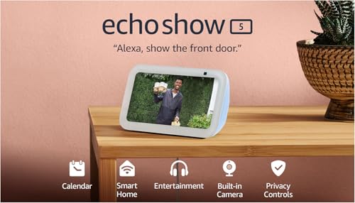 Amazon Echo Show 5 (3rd Gen, 2023 release) | Smart display with 2x the bass and clearer sound | Cloud Blue