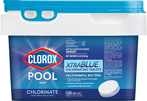 CLOROX Pool&Spa XtraBlue 3” Chlorinating Tablets, Kills Bacteria & Stops Algae, 5 LB