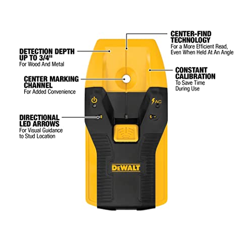 DEWALT Stud Finder, 3/4”, Locate Framing Studs Efficiently with LED Arrows, Ideal for Wood and Metal, AAA Batteries Included (DW0100)