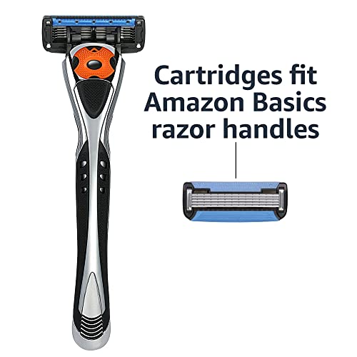 Amazon Basics 5-Blade MotionSphere Razor for Men with Dual Lubrication and Precision Trimmer, Handle & 16 Cartridges, Cartridges fit, Razor Handles only, 17 Piece Set, Black