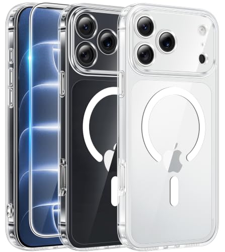FNTCASE for iPhone 18 Pro Case / 17 Pro Case Clear with Screen Protector
