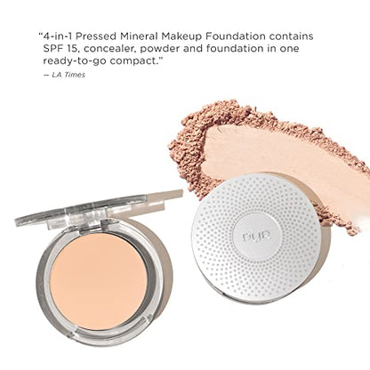 PUR Beauty 4-in-1 Pressed Mineral Makeup Powder Foundation with SPF 15 - Concealer & Finishing Compact Pressed Powder for Face - Buildable Medium to Full Coverage Foundation Powder (Linen)