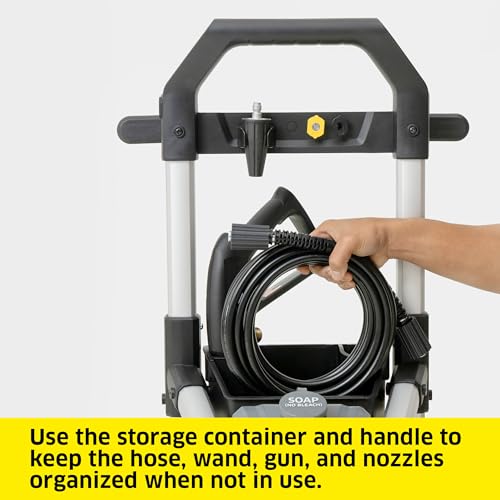 Electric Karcher Pressure Washer K1700, Max 2125 PSI, 3 Spray Nozzles, Detergent Tank, For Cars, Driveways, Siding, Patios, 1.46 max. GPM