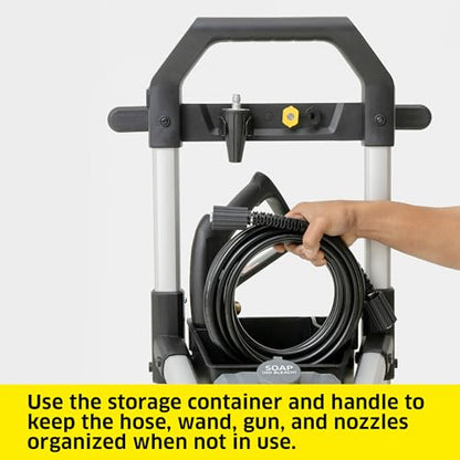 Electric Karcher Pressure Washer K1700, Max 2125 PSI, 3 Spray Nozzles, Detergent Tank, For Cars, Driveways, Siding, Patios, 1.46 max. GPM