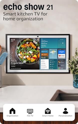 Amazon Echo Show 21 (newest model), Full HD 21" kitchen hub for home organization, with built-in Fire TV and Alexa+ Early Access