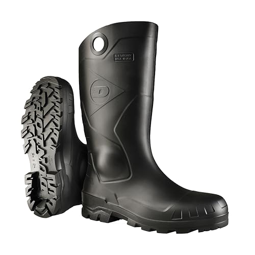 DUNLOP Chesapeake Rubber Boots Plain Toe for Men & Women - PVC Waterproof Lightweight Garden, Fishing & Rain Boots with Wide Calf