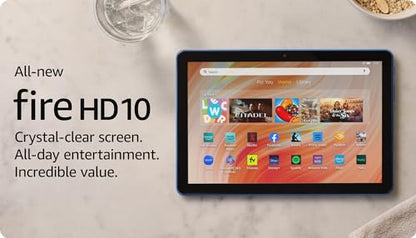 Amazon Fire HD 10 tablet, built for relaxation, 10.1" vibrant Full HD screen, octa-core processor, 3 GB RAM, latest model (2023 release), 32 GB, Ocean