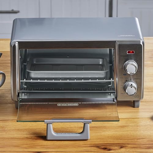 BLACK+DECKER 4-Slice Crisp 'N Bake Air Fry Toaster Oven,TO1787SS-RFP, 4-Slice, 5 Cooking Functions, 30 Minute Timer, Stainless Steel