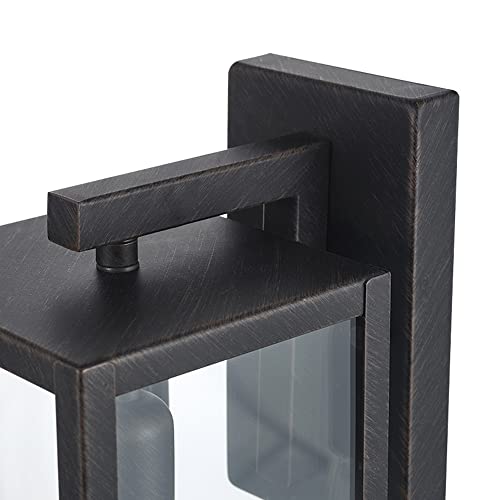 GLOBE Electric 44837 1-Light Outdoor Indoor Wall Sconce, Brushed Dark Bronze, Clear Glass Shade, Back Porch Lights, Front Patio, Garage Fixture, Exterior Lighting for House