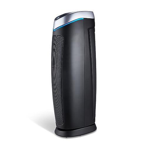GermGuardian 5-In-1 HEPA Air Purifier for Home, Large Rooms Up To 915 Sq. Ft. with HEPA Pet Air Filter, UV-C Light & Odor Reduction, AC5250PT, 28" Tower, Black