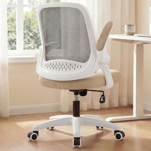 NEO CHAIR Office Desk Chair, Ergonomic Mesh with Flip-Up Armrests, Beige