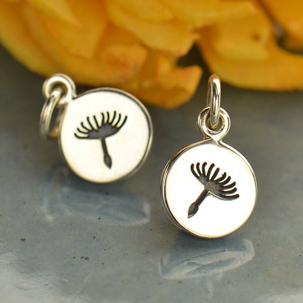 Mother Daughter Bangle Bracelets in Stainless Steel | Sterling Silver Dandelion Charm | Valentine's Day Gift for Her