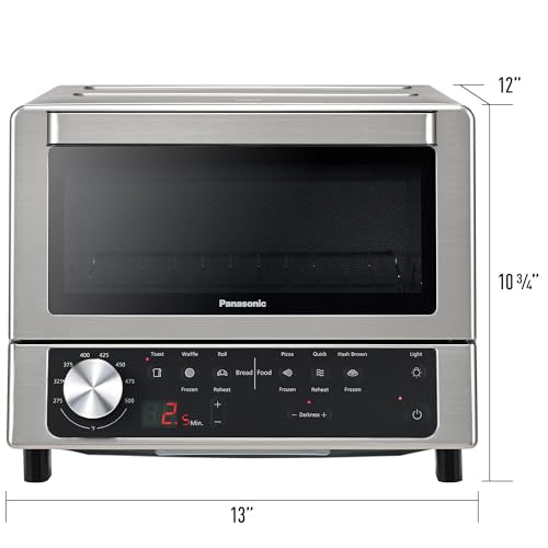 Panasonic FlashXpress Toaster Oven with Double Infrared Heating, 6 Auto Cook Options and Dial Temperature Control, 4-Slice Small Toaster Oven, 1300 Watts, PFAS-free - NB-G200P (Stainless Steel)