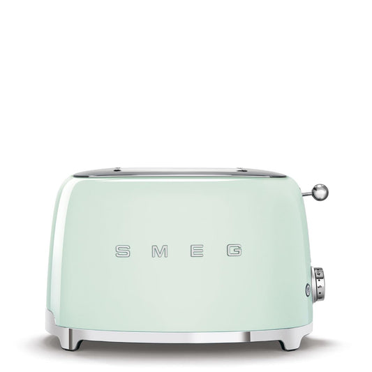 SMEG 2 Slice Toaster with 6 Presets and Defrost Function and Removable Crumb Tray TSF01PGUS, Pastel Green