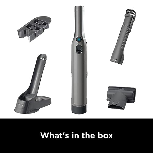Shark WV201 WANDVAC Handheld Vacuum, Lightweight at 1.4 Pounds with Powerful Suction, Charging Dock, Single Touch Empty and Detachable Dust Cup,Graphite, Slate
