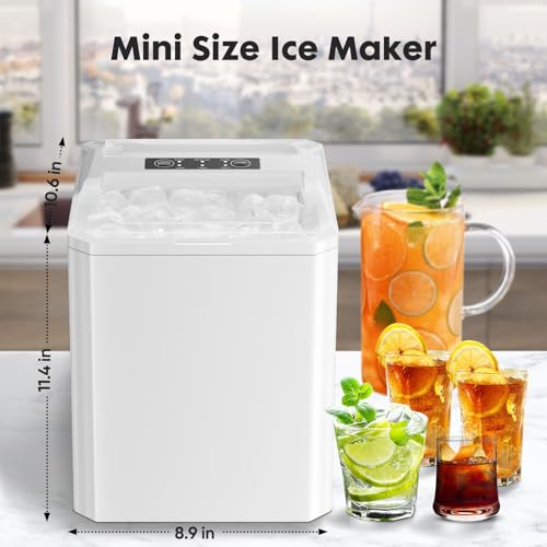 Sweetcrispy Countertop Ice Maker, Portable Ice Machine Self-Cleaning, 9 Cubes in 6 Mins, 26 lbs/24Hrs, 2 Sizes of Bullet Ice for Home Party Office