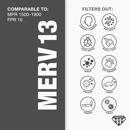 Aerostar 12x12x1 MERV 13 Pleated Air Filter, AC Furnace Air Filter, 6 Pack (Actual Size: 11 3/4" x 11 3/4" x 3/4")