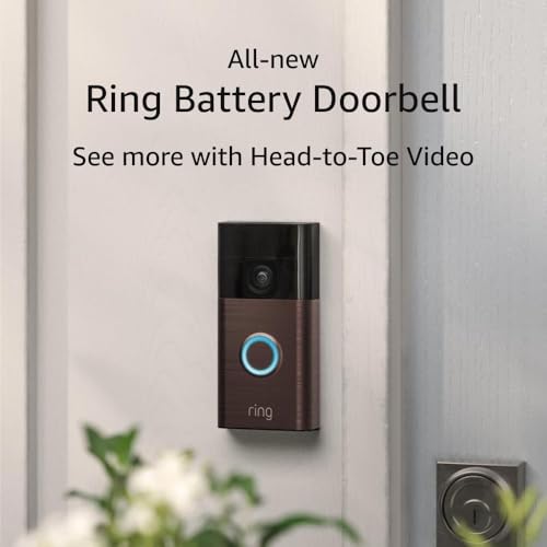 Ring Battery Doorbell — Now with 66% more coverage, Head-to-Toe Video, Live View with Two-Way Talk, and Motion Detection & Alerts (2024 release), | 2-pack | Venetian Bronze