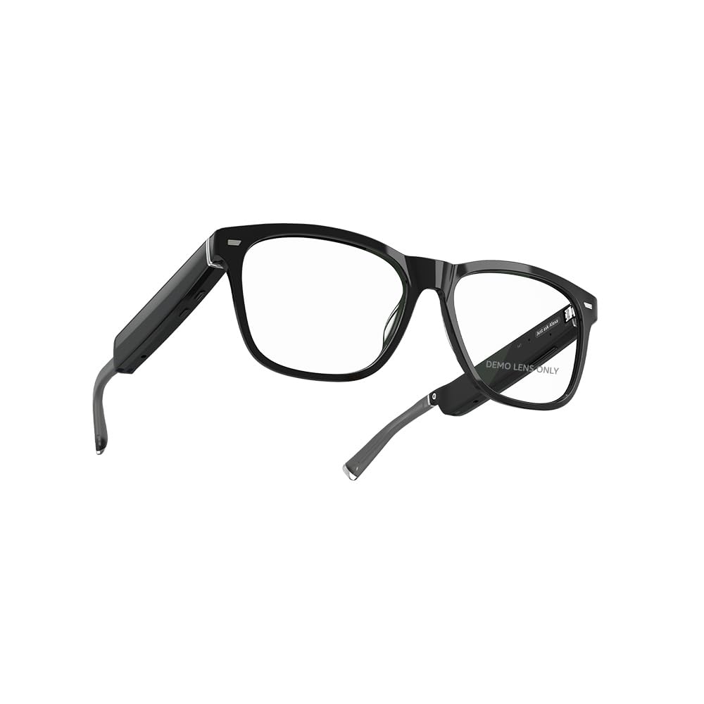 Amazon Echo Frames (newest model) + Echo Show 8 (newest model), Smart Glasses with Alexa, Square frames in Classic Black with prescription ready lenses
