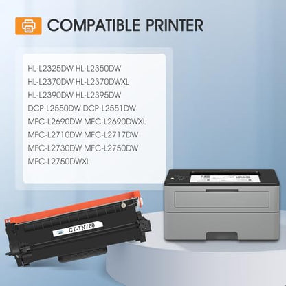 TN760 Toner for Brother Printer TN730 TN-730/TN-760 TN 760 TN-760 TN-730 | Compatible for Brother MFC-L2710DW DCP-L2550DW MFC-L2750DW HL-L2395DW HL-L2350DW HL-L2370DW HL-L2390DW Printer Black 2 pack