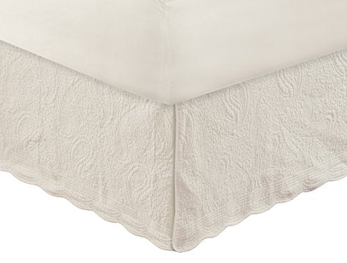 Greenland Home Paisley Quilted 100% Cotton Bed Skirt, Ivory, King
