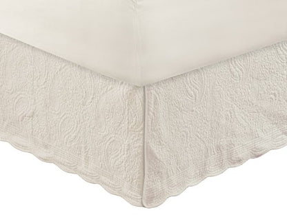 Greenland Home Paisley Quilted 100% Cotton Bed Skirt, Ivory, King