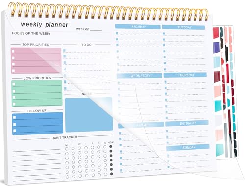 Thboxes Weekly Desk Planner, 8.5x11 In To Do List Notepad, 52 Sheets, Blue