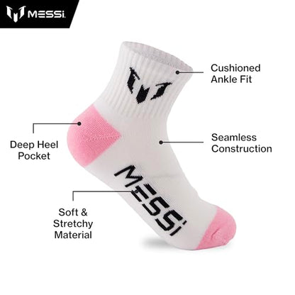 Messi Girls Lifestyle No-Show Socks, 6-Pack Kids Socks, Soft & Stretchy, Comfortable, Black