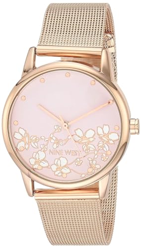 Nine West Women's Rose Gold-Tone Mesh Bracelet Watch, NW/2428FLRG