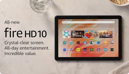 Like-New Amazon Fire HD 10 tablet (newest model) built for relaxation, 10.1" vibrant Full HD screen, octa-core processor, 3 GB RAM, 32 GB, Black