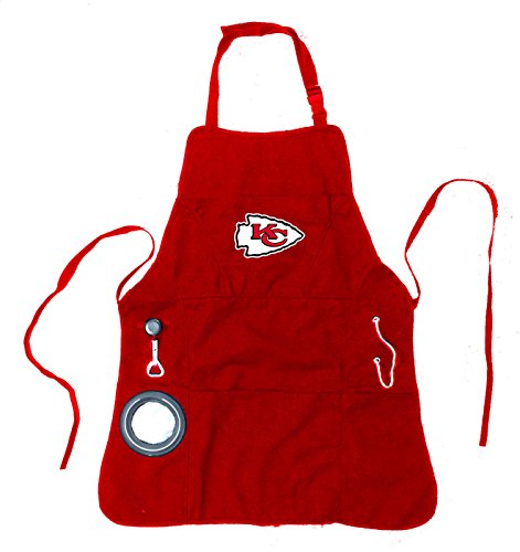 Team Sports America NFL Kansas City Chiefs Ultimate Grilling Apron | Bottle Opener and Insulated Beverage Holder | Heavy Duty Durable Cotton Canvas 300 GSM | Machine Washable | Adjustable Straps