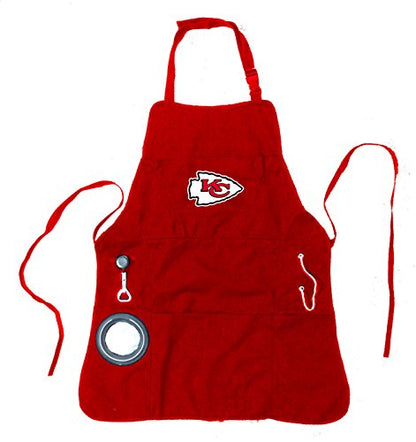 Team Sports America NFL Kansas City Chiefs Ultimate Grilling Apron | Bottle Opener and Insulated Beverage Holder | Heavy Duty Durable Cotton Canvas 300 GSM | Machine Washable | Adjustable Straps