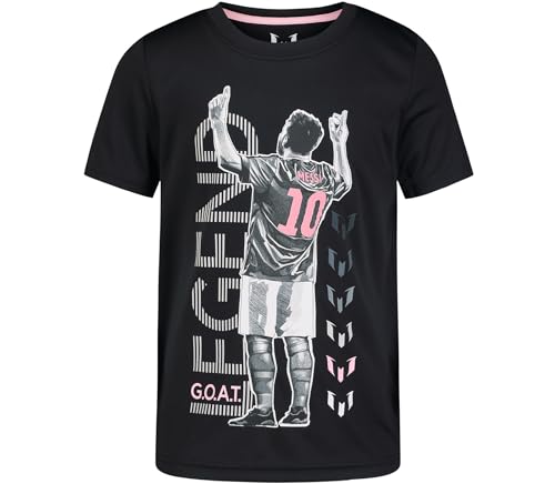 Messi Boys' Lifestyle Short Sleeve Top, Standard Shirt with Logo, Comfortable Fit, Stretch Limo, M (10/12)