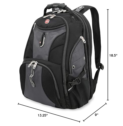 SwissGear 1900 Scansmart TSA 17 Laptop Backpack, Grey/Black, 19-Inch