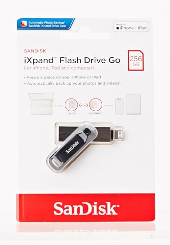 SanDisk 256GB iXpand Flash Drive Go for iPhone and iPad - SDIX60N-256G-GN6NE, Black