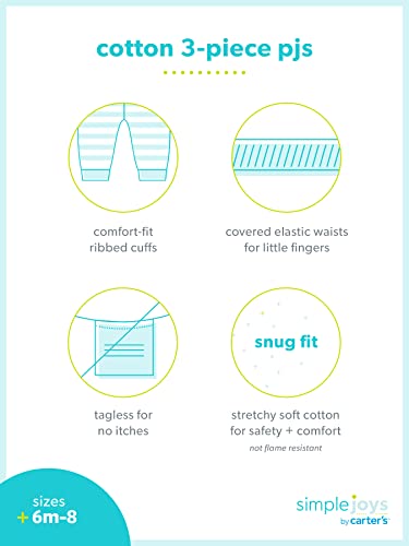 Simple Joys by Carter's Baby 3-Piece Snug-fit Cotton Holiday Pajama Set, Burgundy Stripe/Light Blue Moose, 5