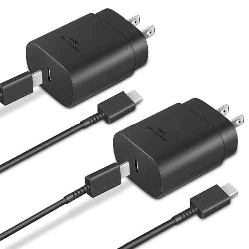 GUUSMART Type C Charger 2-Pack 25W Type C Fast Charging Block with 6ft USB C Charger Cable Compatible with Galaxy S26 S25 S24 S23 S22 S21/Phone 17/16/16 Pro Max/15/15 Pro Max/15 Plus-Black