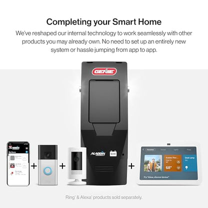 Genie B6172H Wall Mount Smart Garage Door Opener, DC Motor Lifts up to 14ft high 850lbs, Black