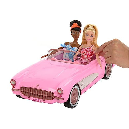 Hot Wheels Barbie RC Corvette from Barbie The Movie, Full-Function Remote-Control Toy Car Holds 2 Barbie Dolls