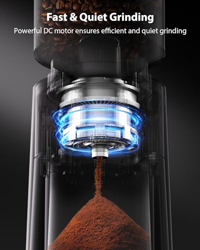 Aromaster Burr Coffee Grinder, 25 Settings, 2-12 Cups, Anti-Static, Black