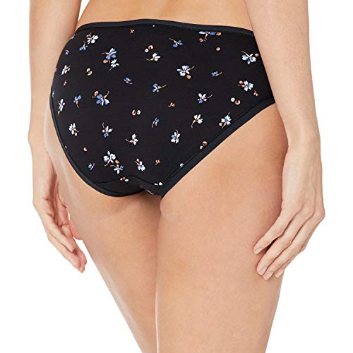 Amazon Essentials Women's Cotton Bikini Brief Underwear (Available in Plus Size), Pack of 6, Black Floral/Blue/Ditsy Floral/Light Pink/Stripe/White, X-Small