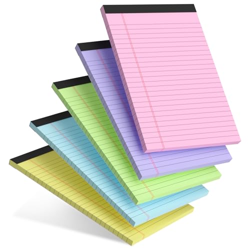 AILZFEI 5pcs Colored Note Pads 5x8 College Ruled Small Legal Pads Paper Notepads 5 Pack Study Back Writing Pads 5 x 8 Paper Pads Perforated Narrow Ruled Pads of Paper 30 Sheets/Pack
