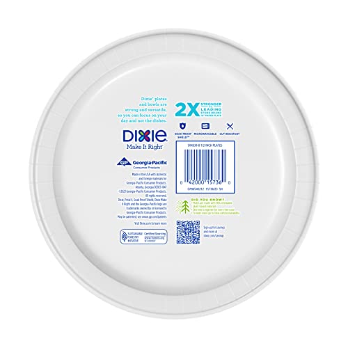 Dixie Paper Plates, 8 ½ inch, Lunch or Light Dinner Size Printed Disposable Plate, Packaging and Design May Vary 90 Counts (Pack of 1)